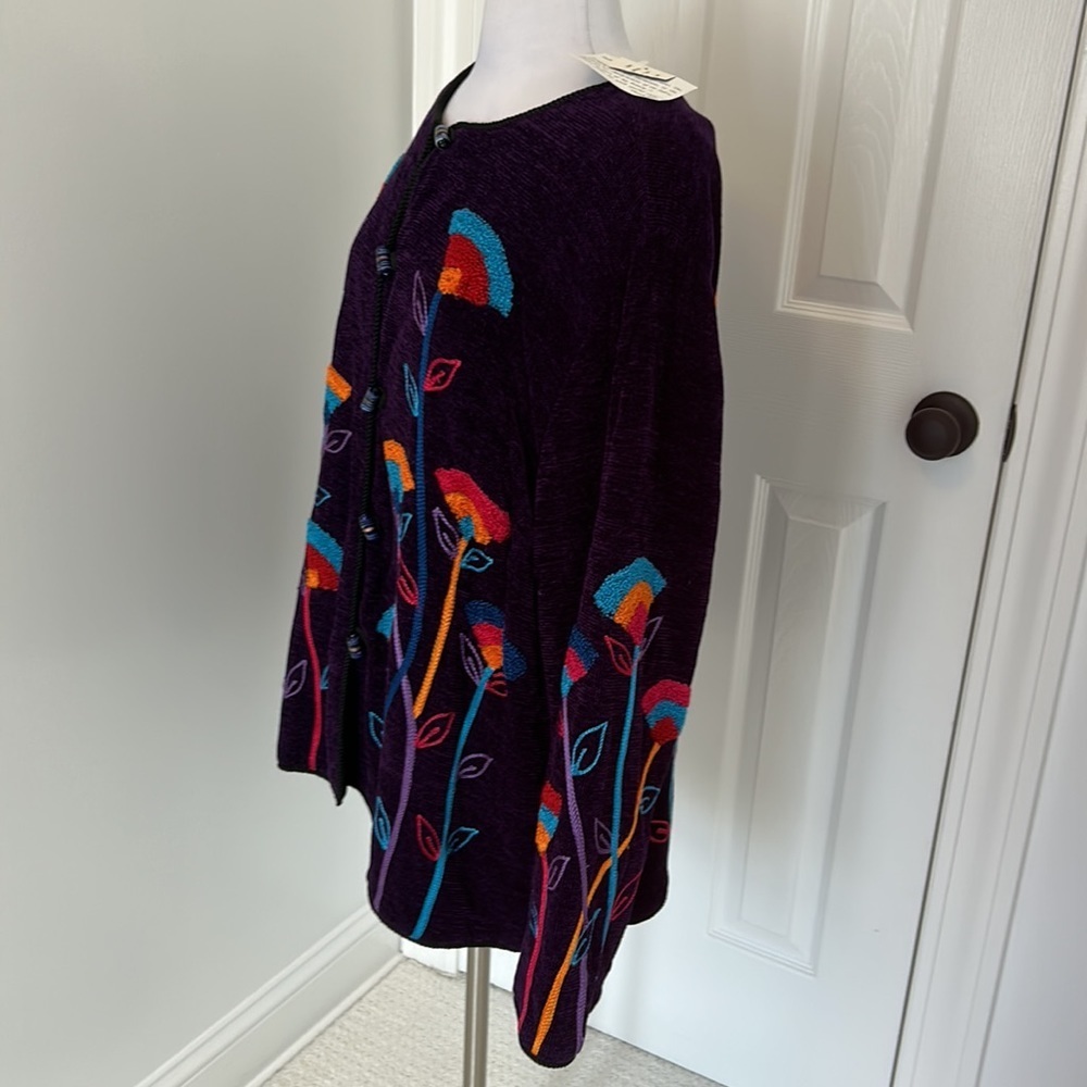 Alex Kim Purple Chenille Embroidered Jacket - Picture 3 of 11